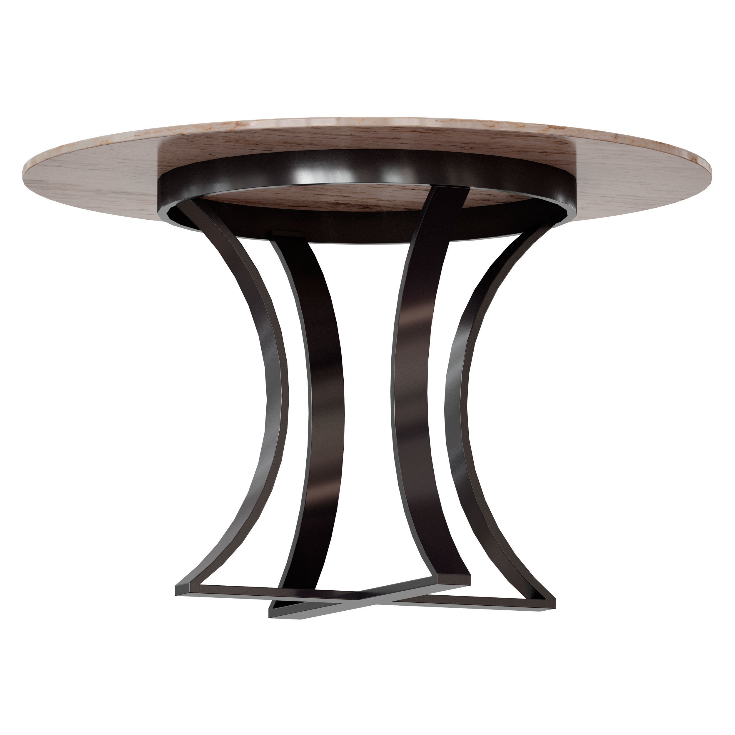 Damen 48 White Travertine Marble Top Dining Table 3D model_2