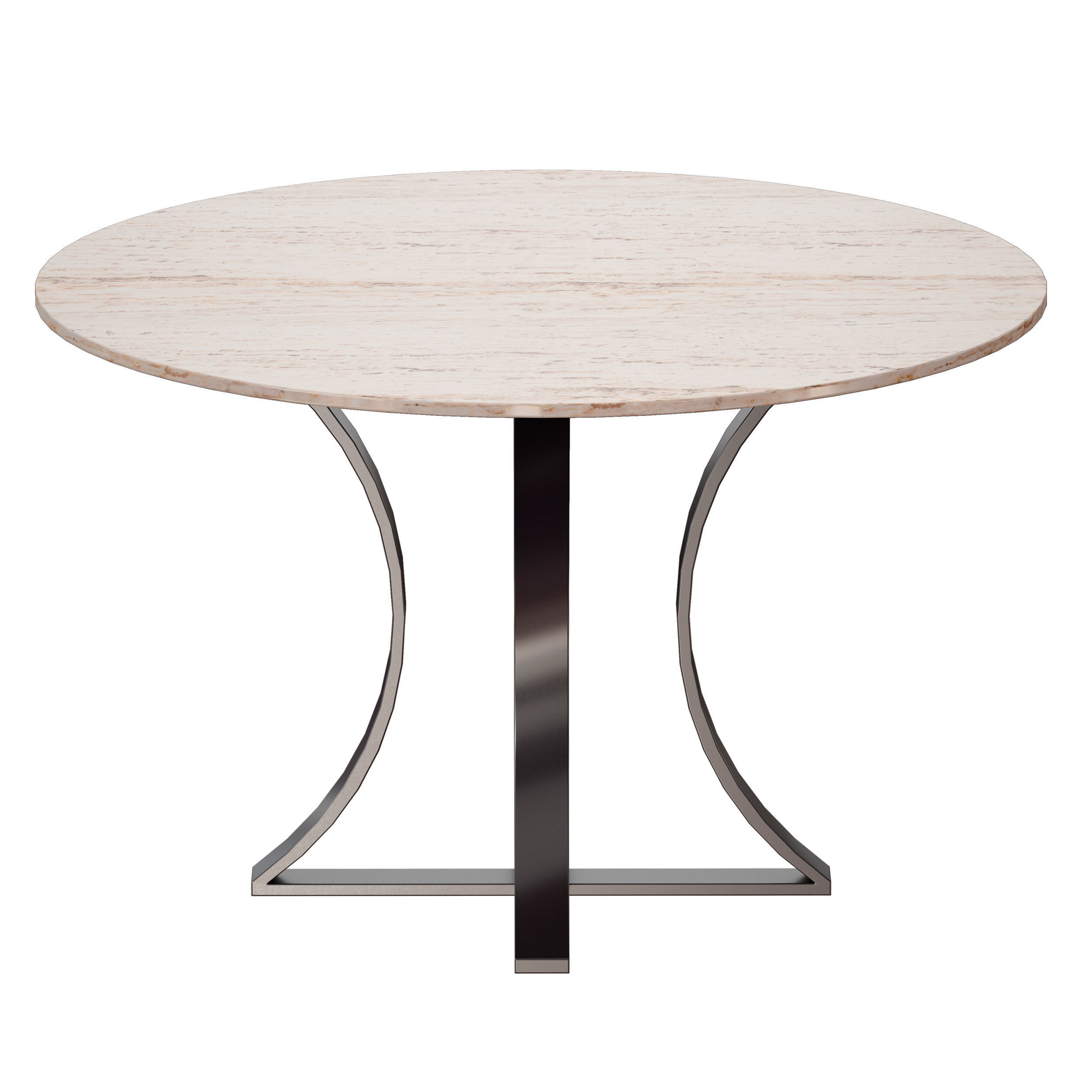 Damen 48 White Travertine Marble Top Dining Table 3D model_5
