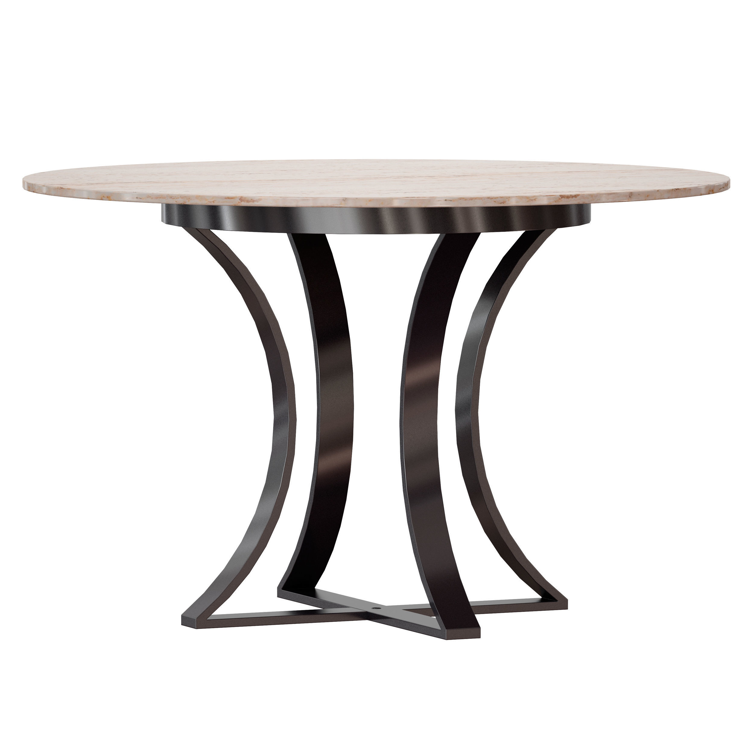 Damen 48 White Travertine Marble Top Dining Table 3D model_1