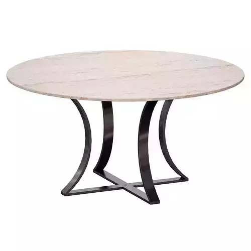 Damen 60 White Travertine Marble Top Dining Table