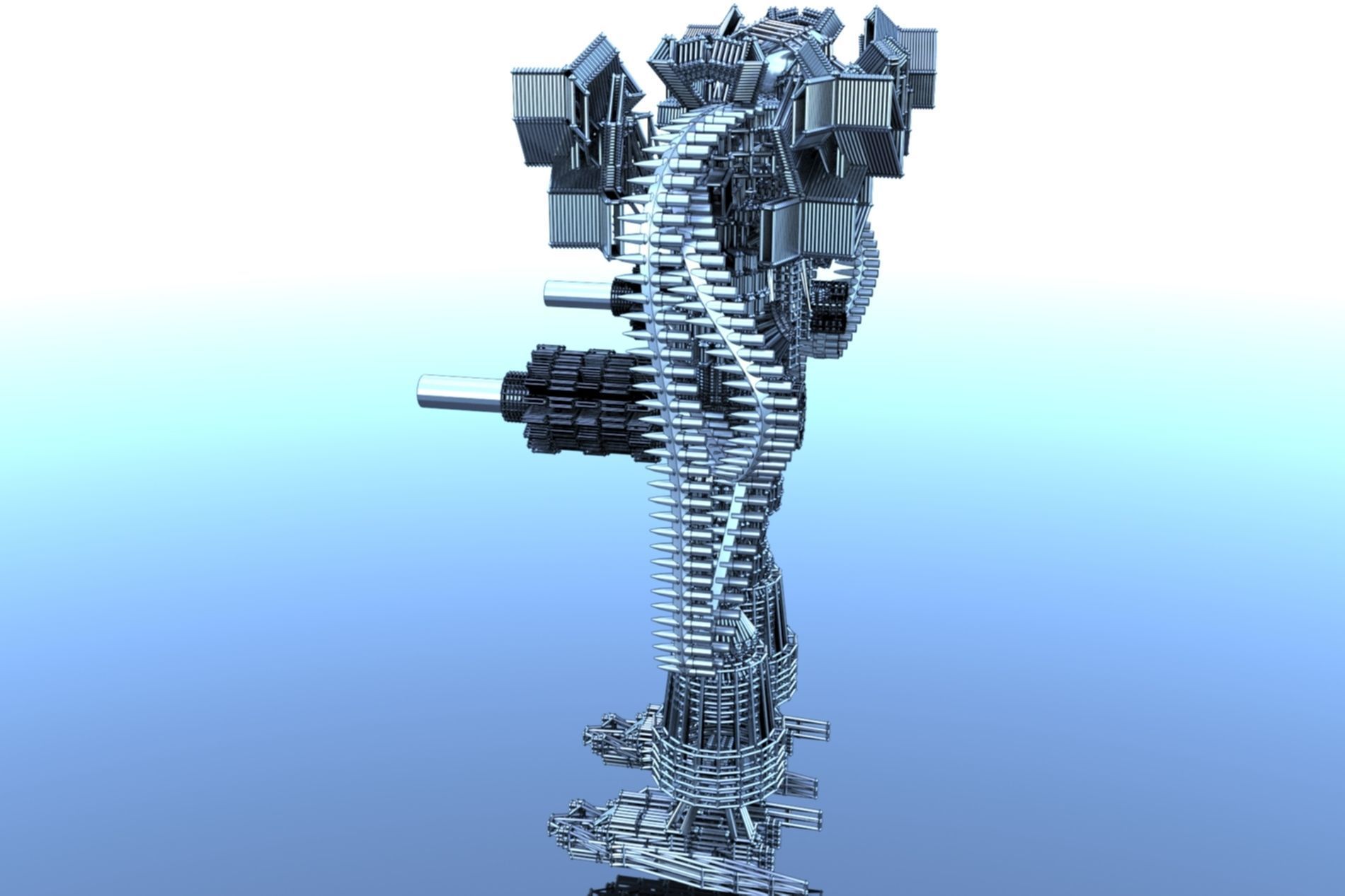 Robot Cyborg SciFI Game Character 3D model_11