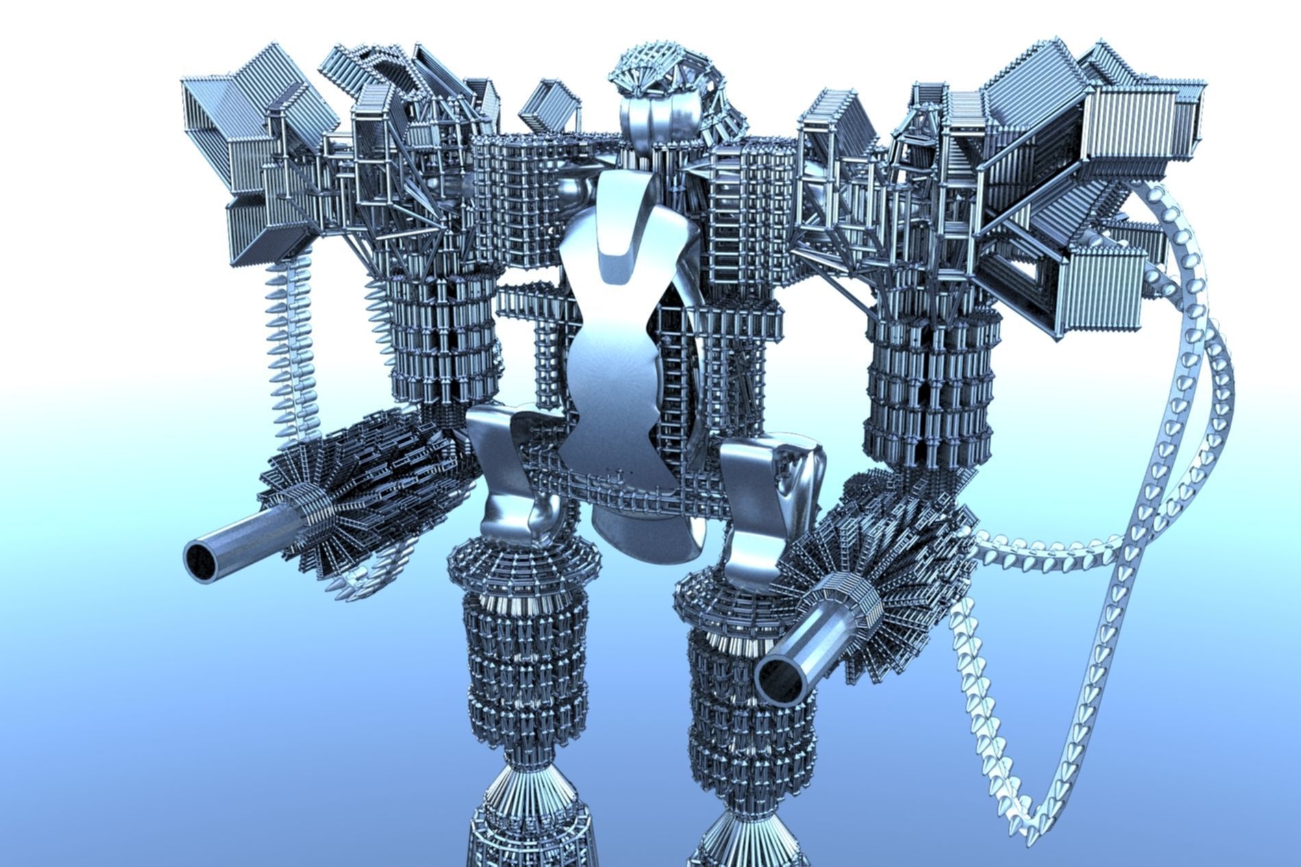 Robot Cyborg SciFI Game Character 3D model_28