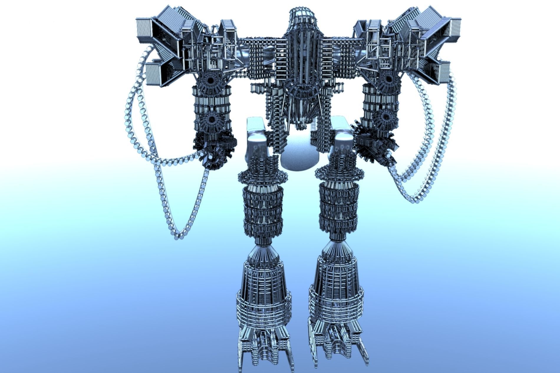 Robot Cyborg SciFI Game Character 3D model_15