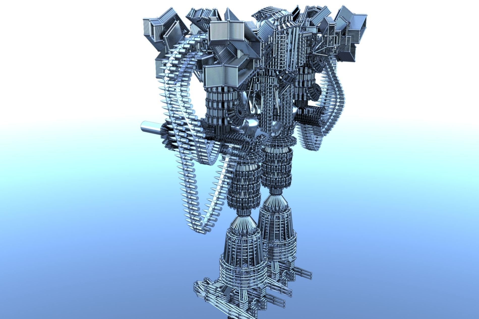 Robot Cyborg SciFI Game Character 3D model_13