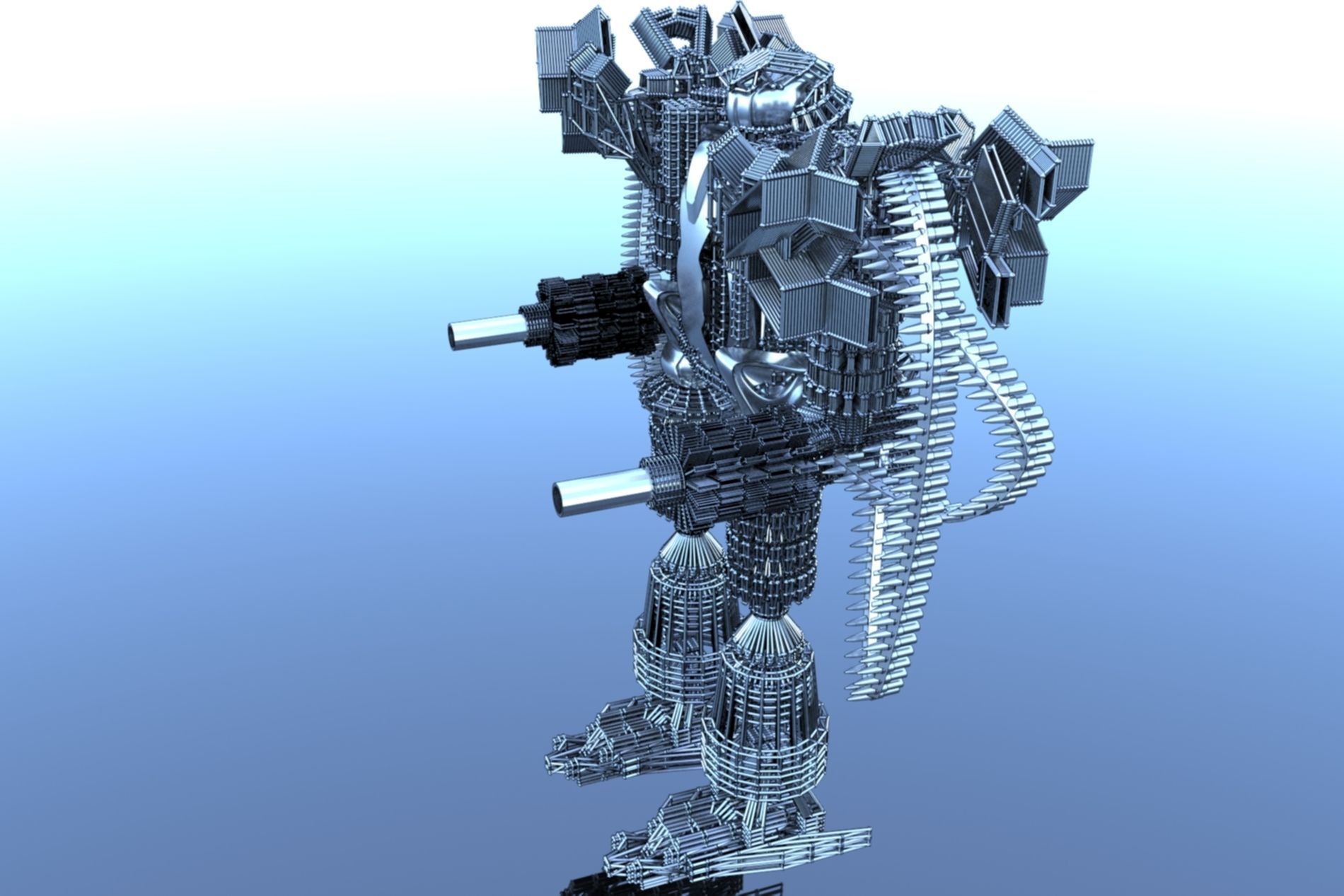 Robot Cyborg SciFI Game Character 3D model_5