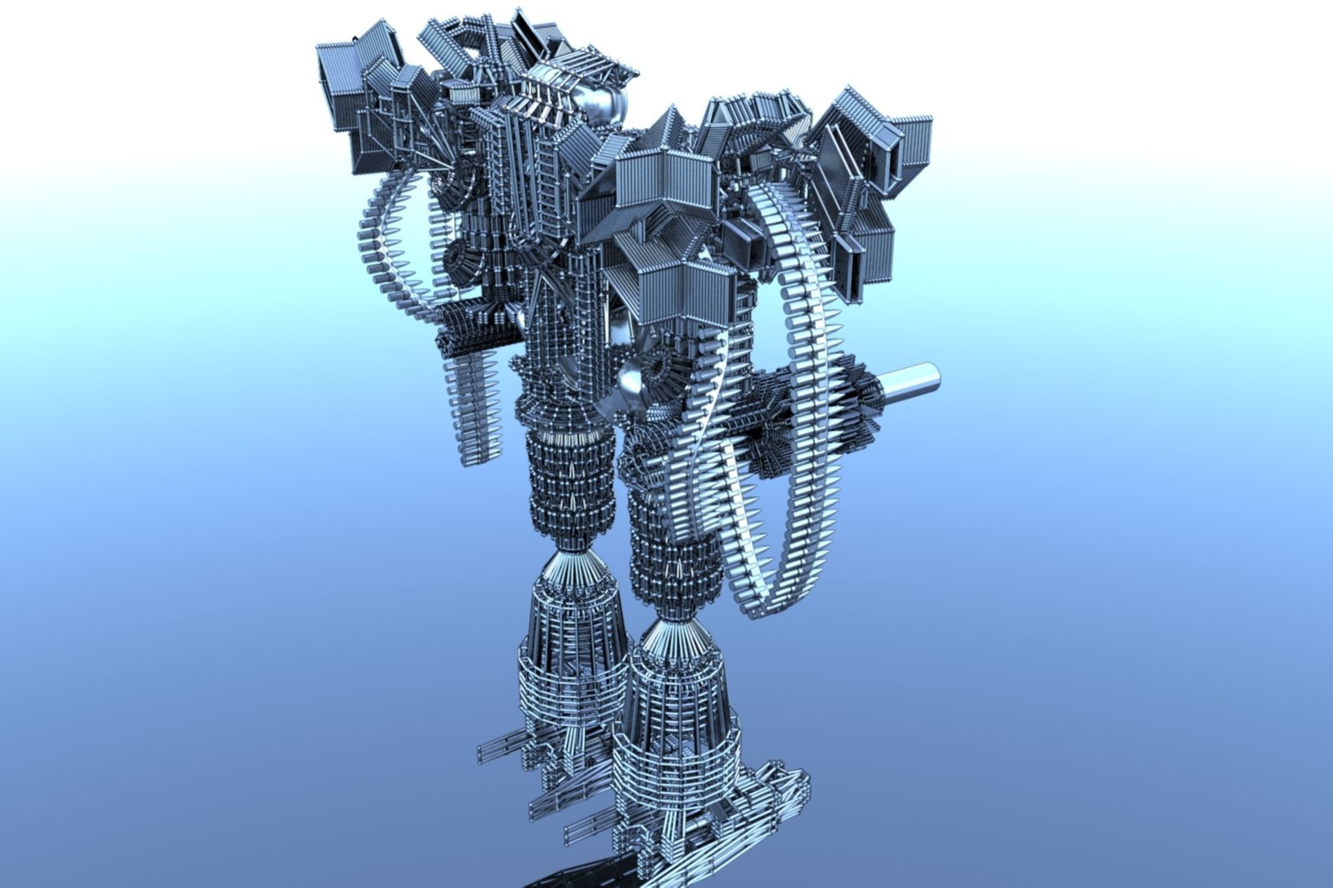 Robot Cyborg SciFI Game Character 3D model_20