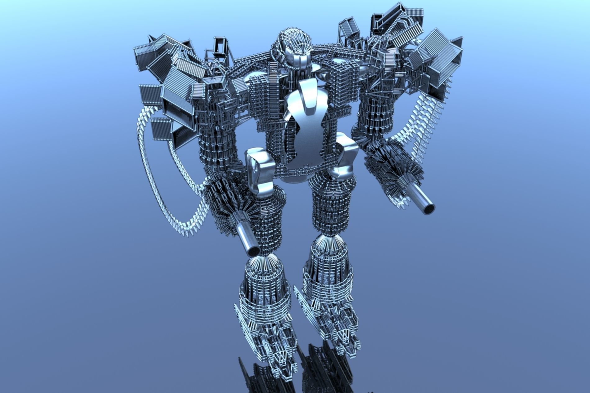 Robot Cyborg SciFI Game Character 3D model_2