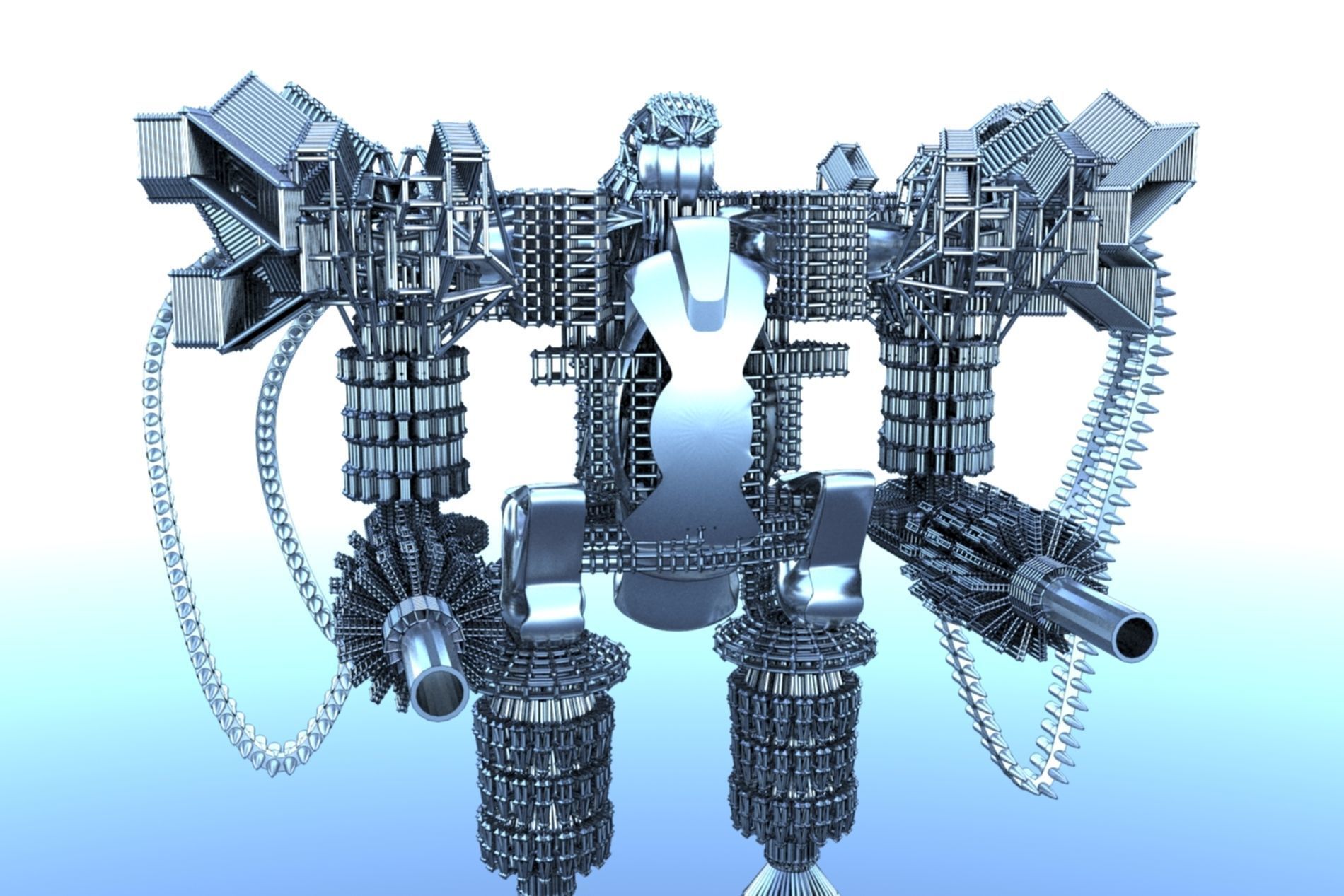 Robot Cyborg SciFI Game Character 3D model_26