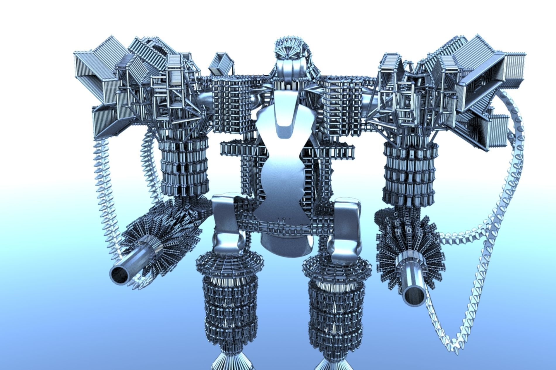 Robot Cyborg SciFI Game Character 3D model_27