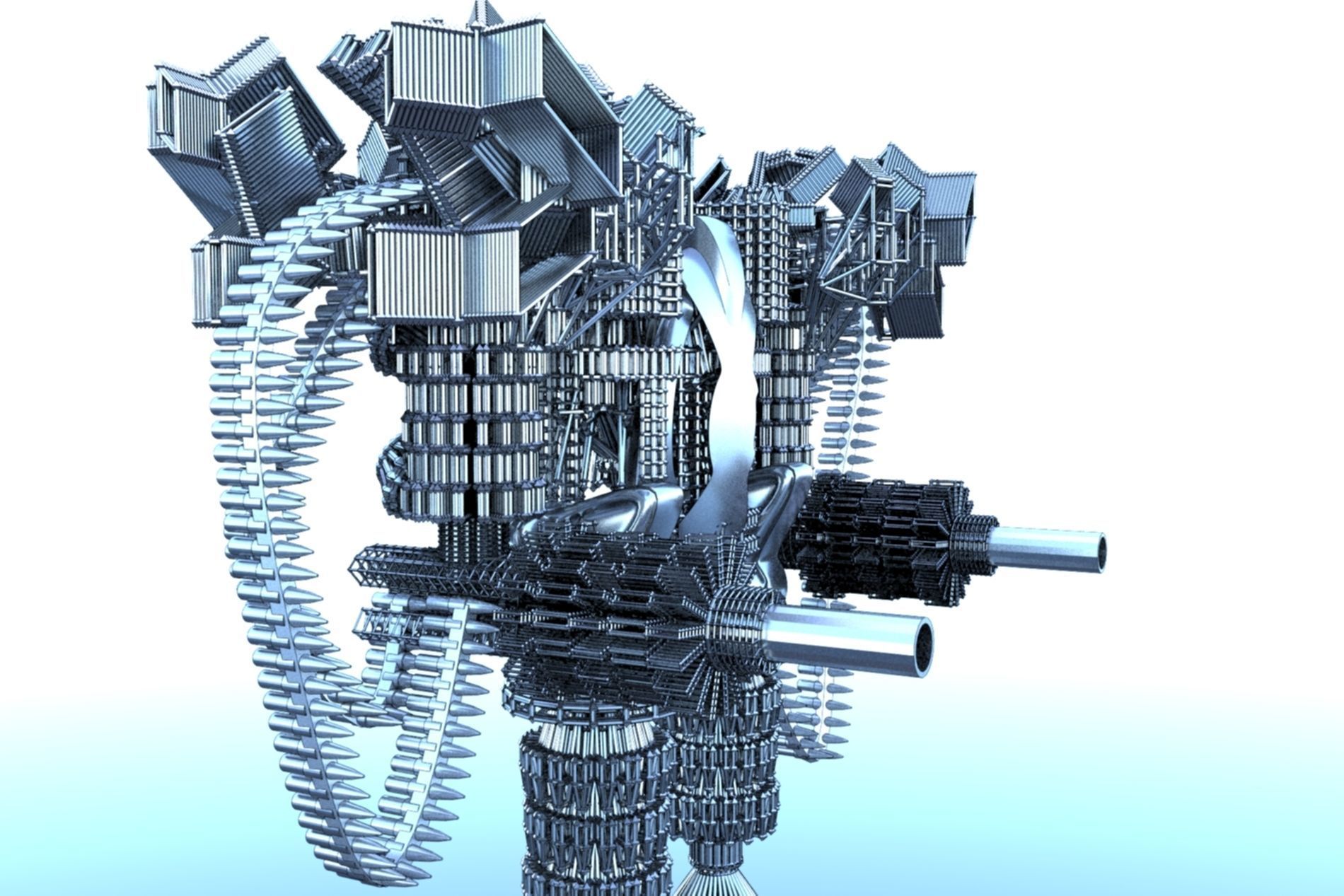 Robot Cyborg SciFI Game Character 3D model_23