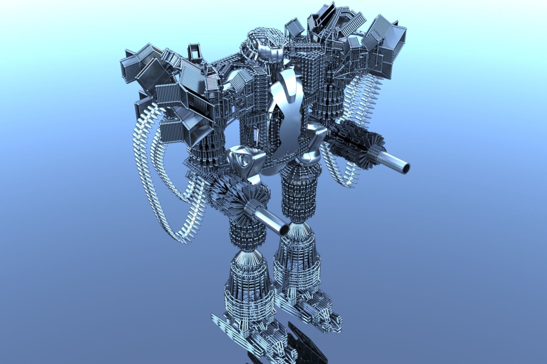 Robot Cyborg SciFI Game Character 3D model_4