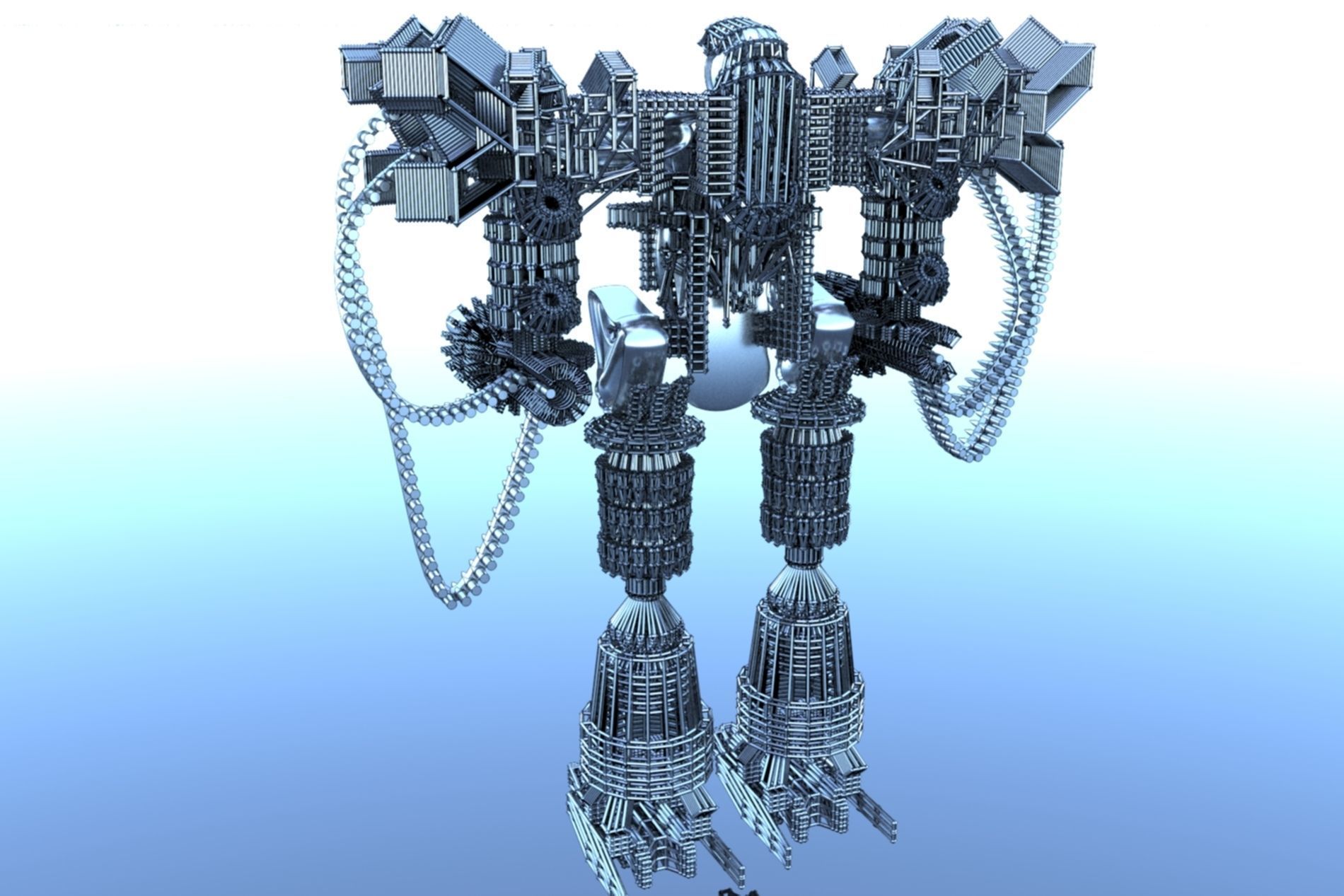 Robot Cyborg SciFI Game Character 3D model_8