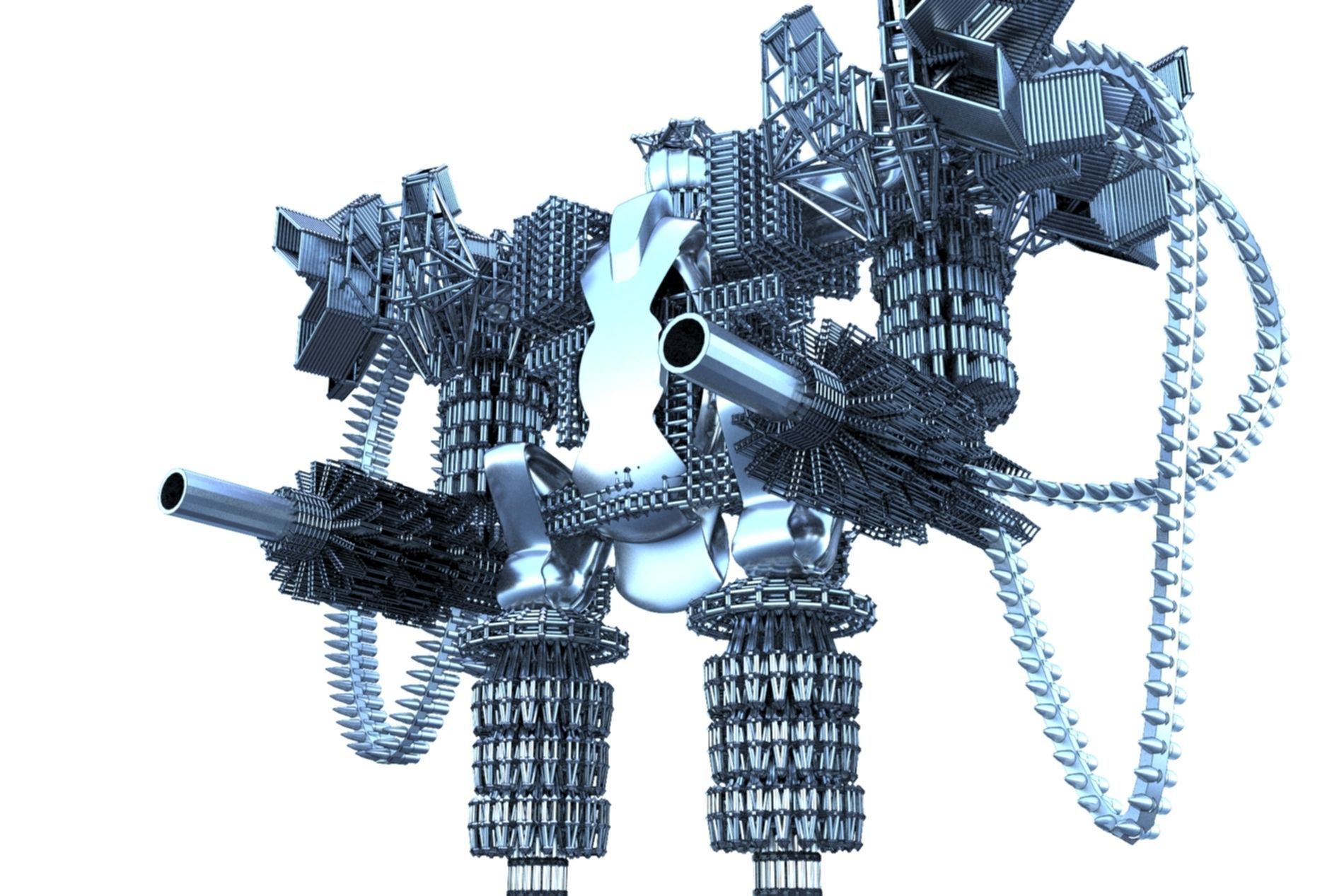 Robot Cyborg SciFI Game Character 3D model_29