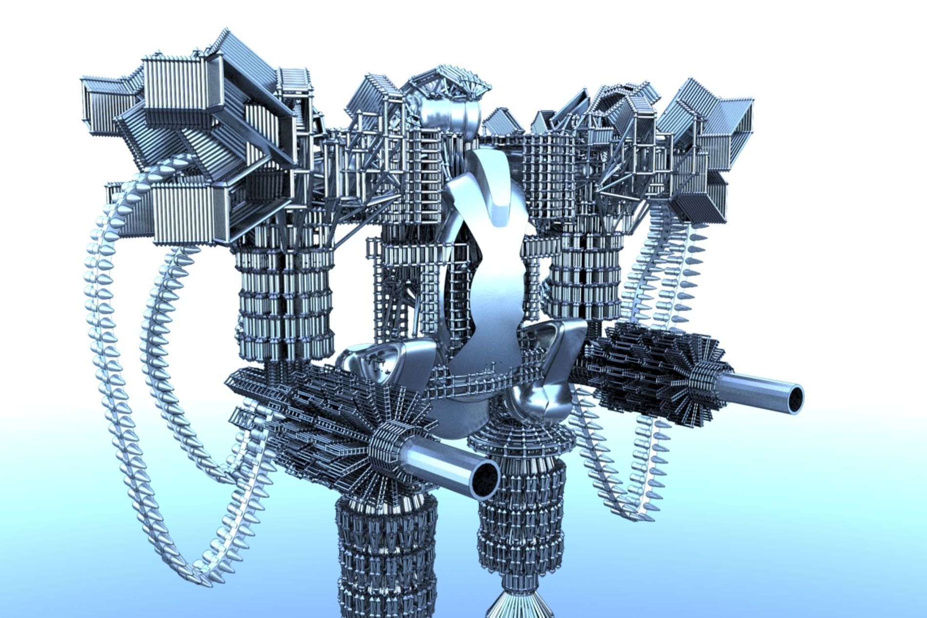 Robot Cyborg SciFI Game Character 3D model_1