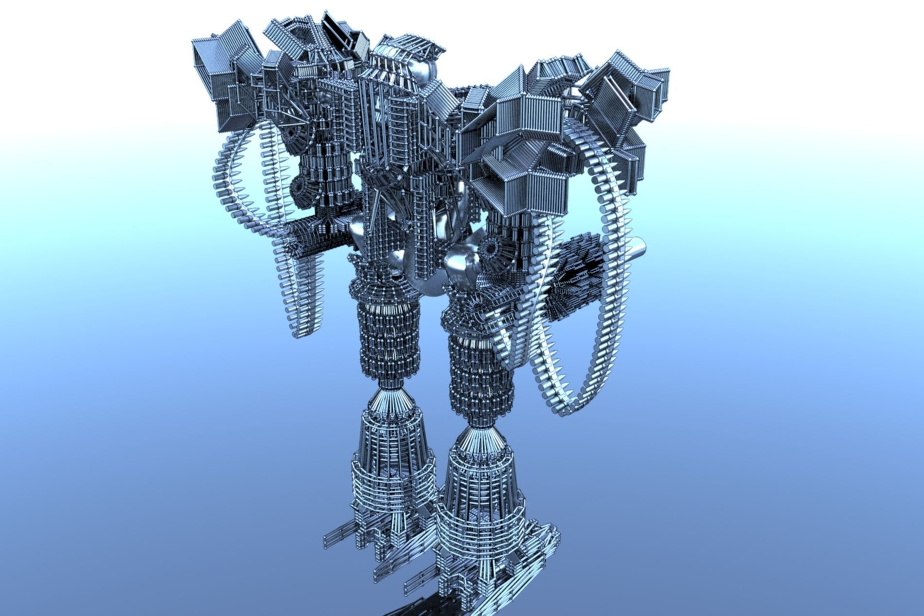 Robot Cyborg SciFI Game Character 3D model_19