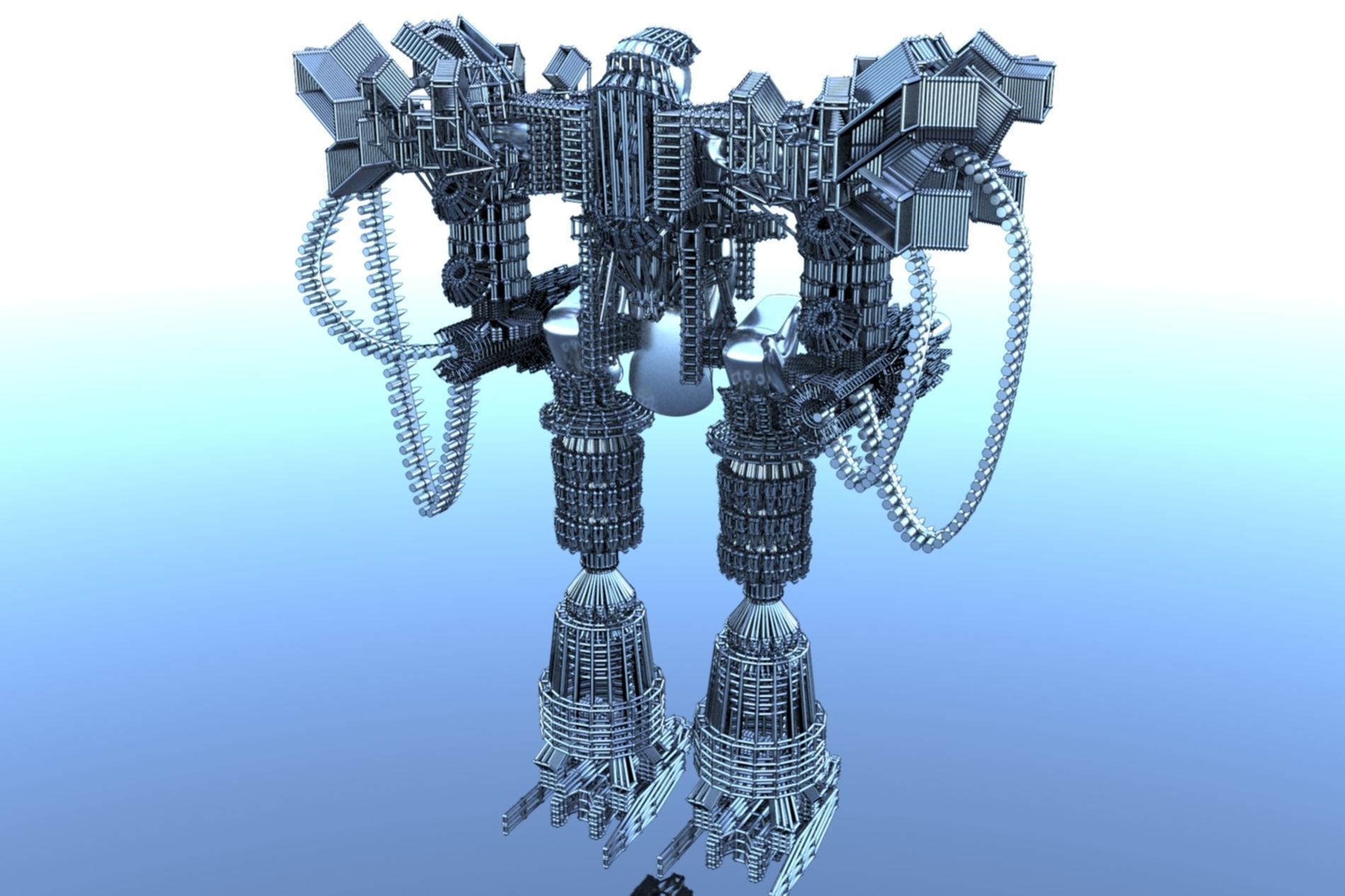 Robot Cyborg SciFI Game Character 3D model_18