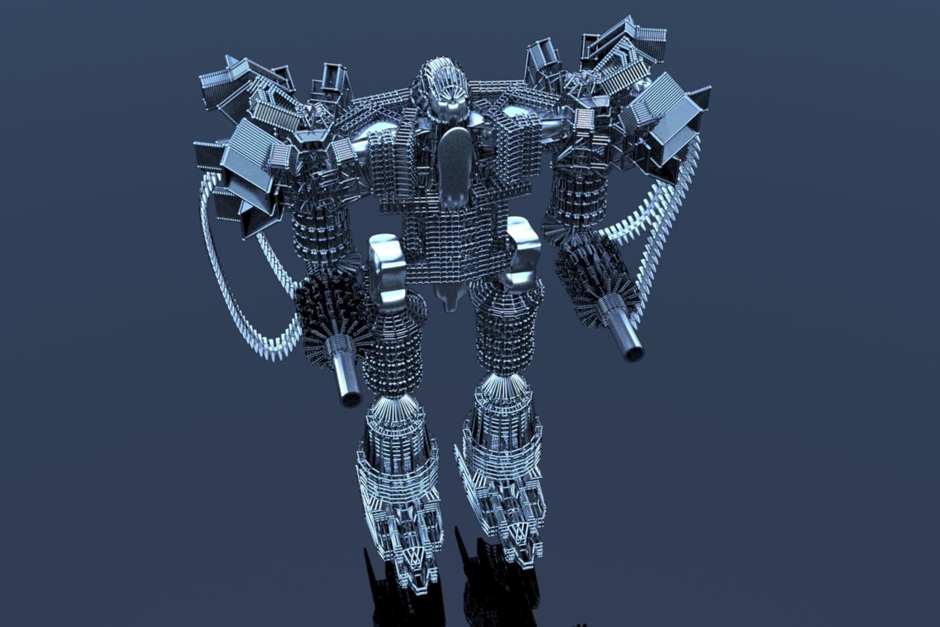 Robot Cyborg SciFI Game Character 3D model_32