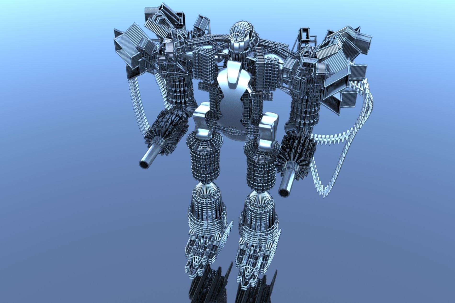 Robot Cyborg SciFI Game Character 3D model_34