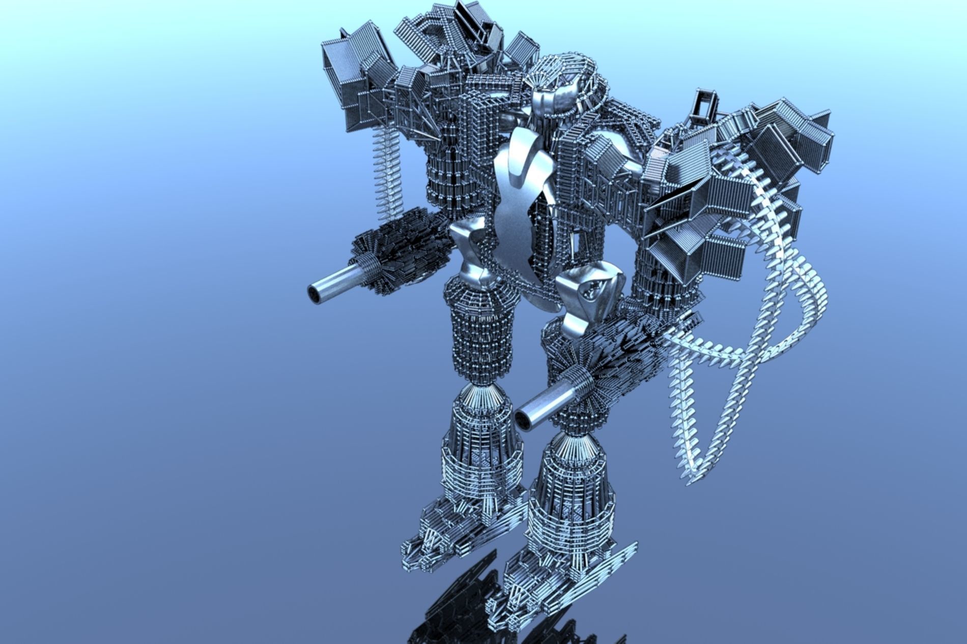 Robot Cyborg SciFI Game Character 3D model_38