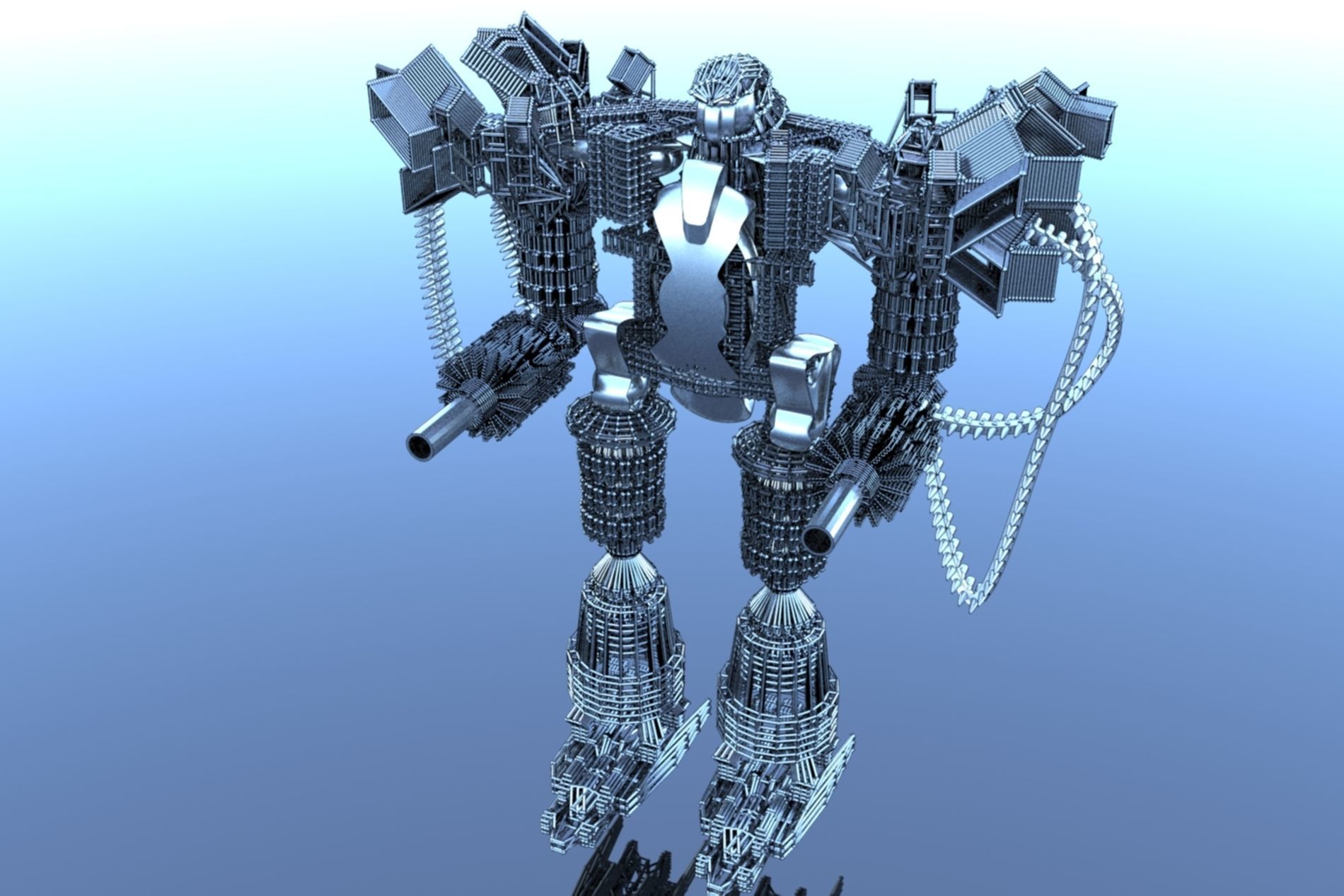 Robot Cyborg SciFI Game Character 3D model_35