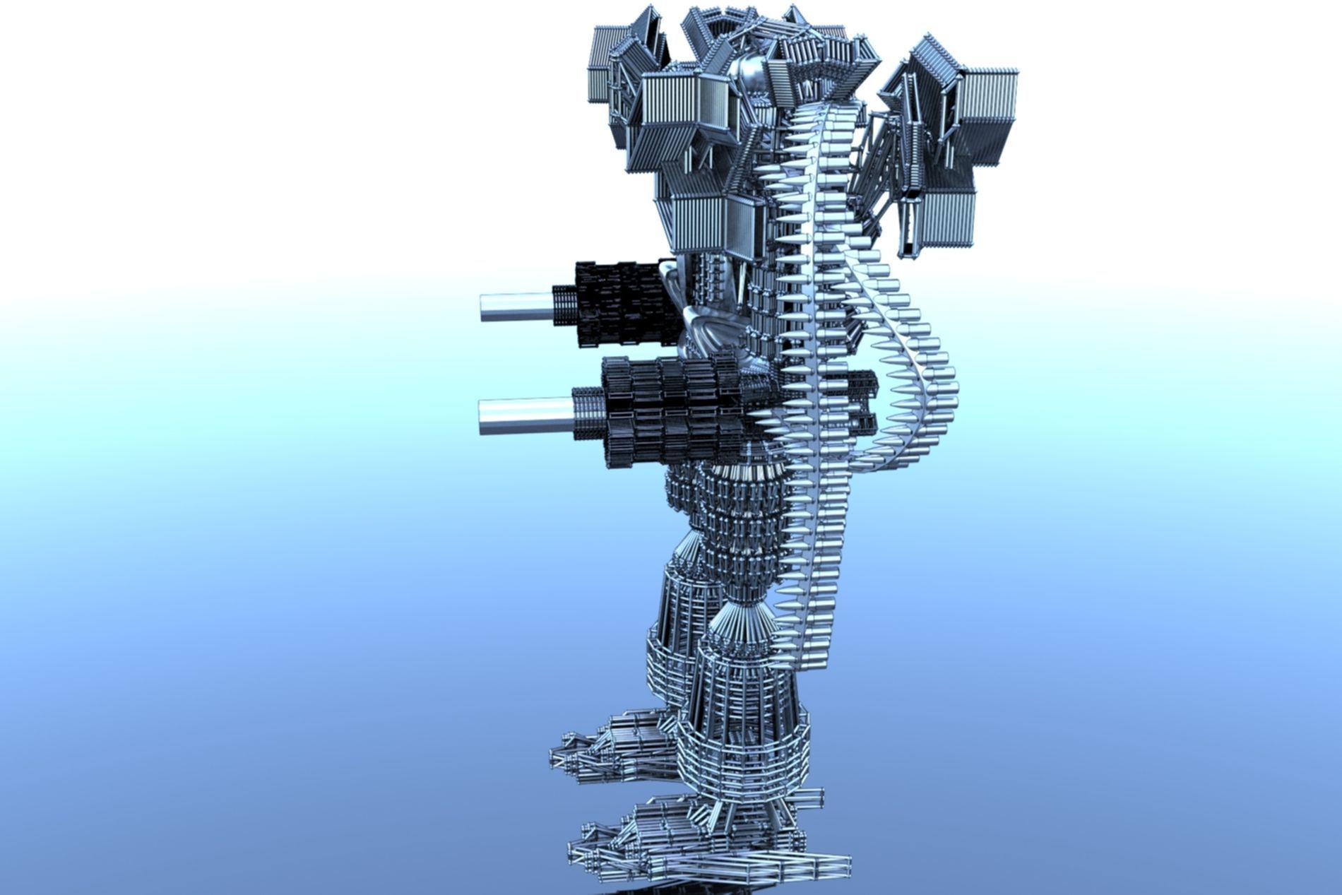 Robot Cyborg SciFI Game Character 3D model_9