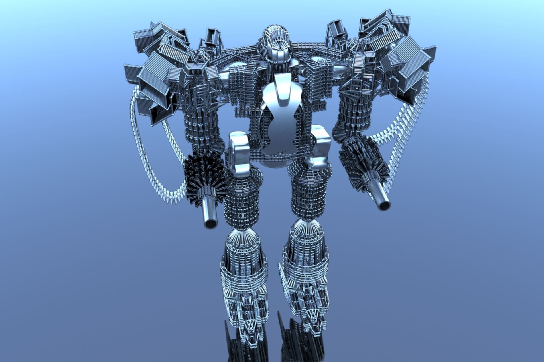 Robot Cyborg SciFI Game Character 3D model_16