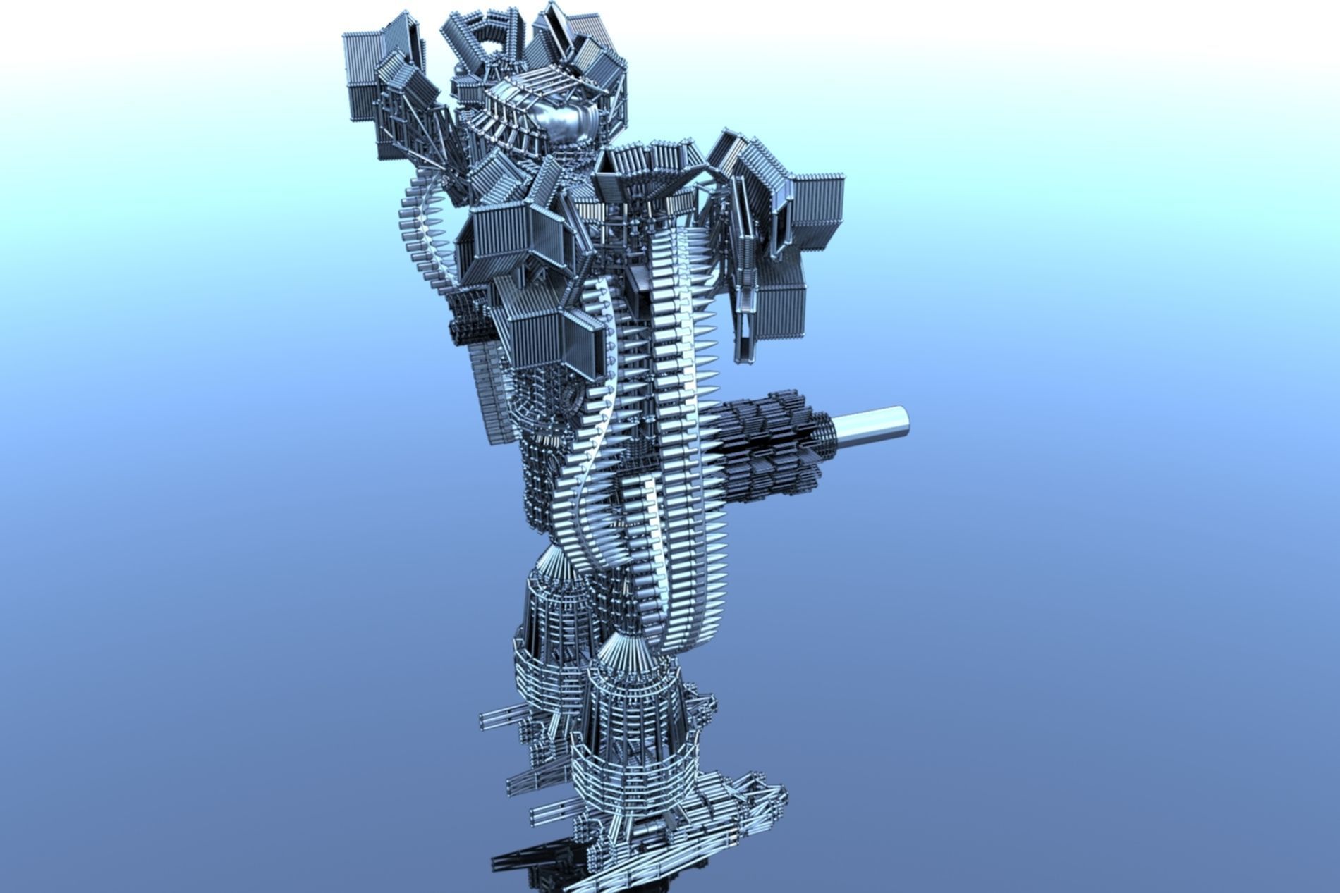 Robot Cyborg SciFI Game Character 3D model_21