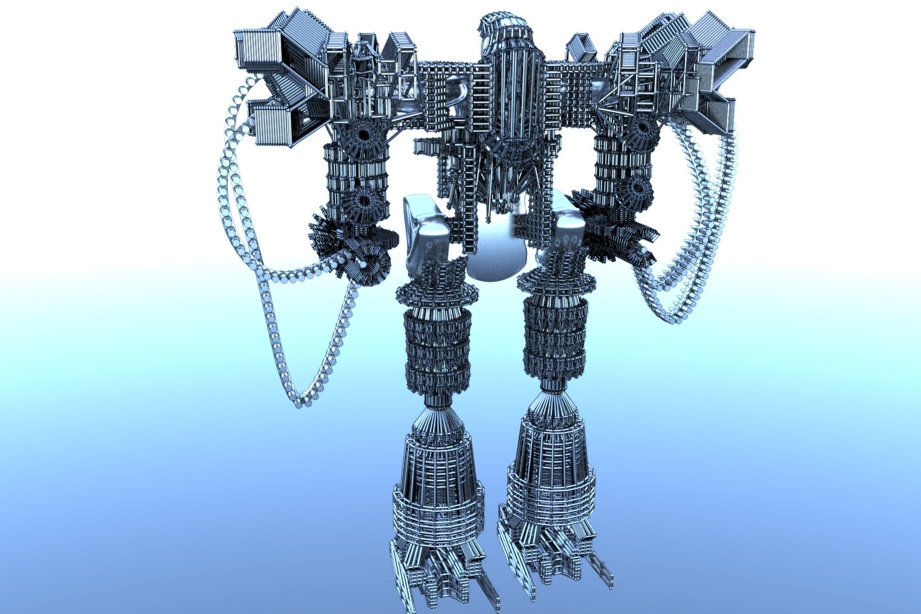 Robot Cyborg SciFI Game Character 3D model_14