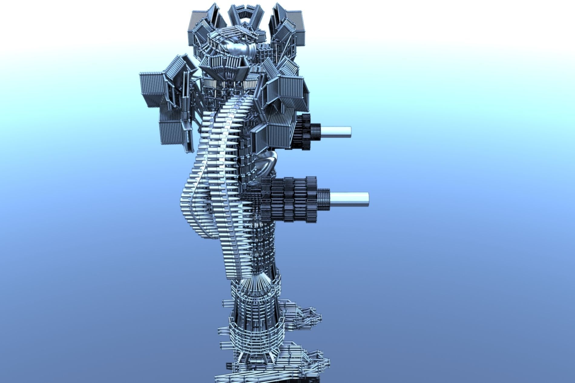 Robot Cyborg SciFI Game Character 3D model_22