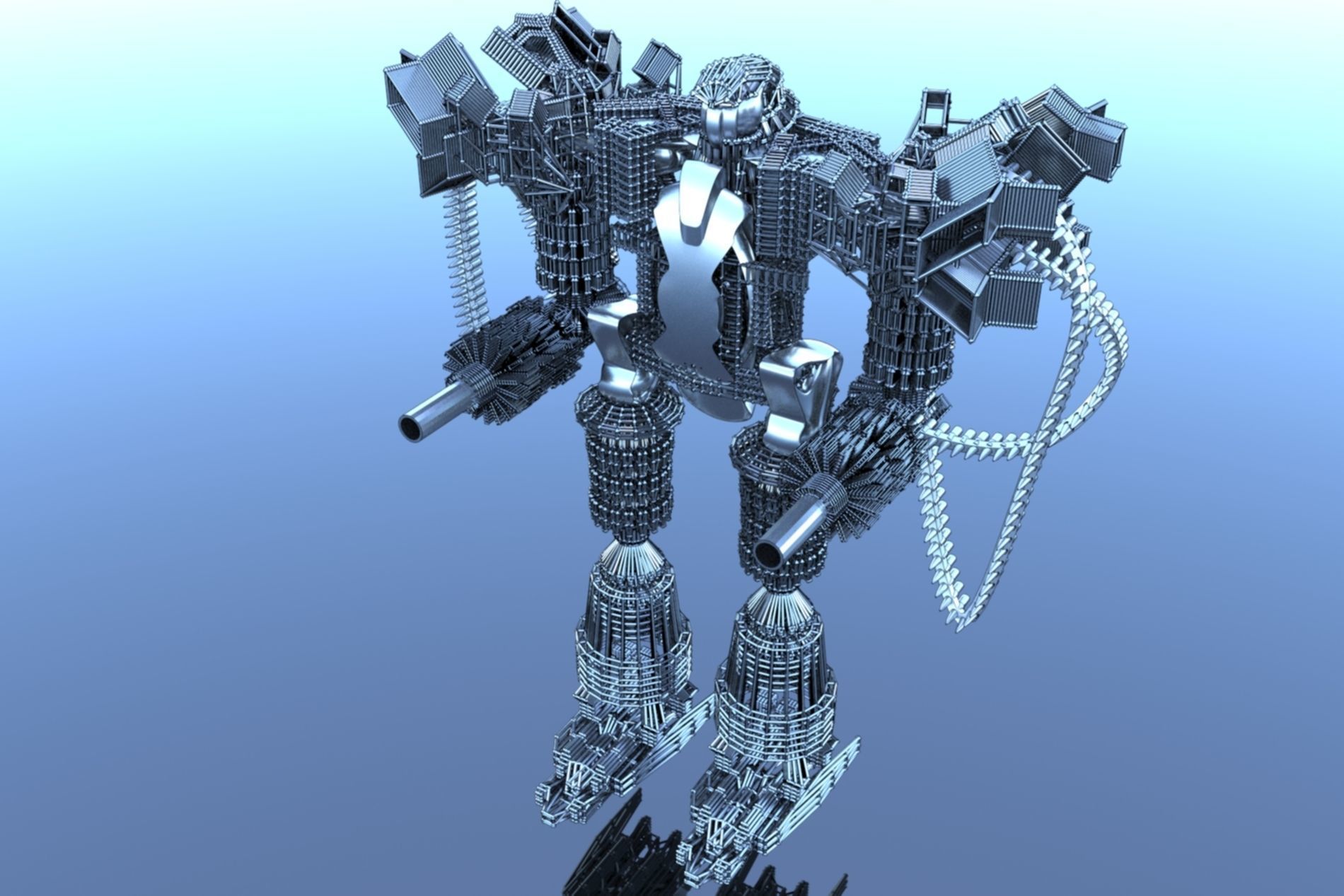 Robot Cyborg SciFI Game Character 3D model_36