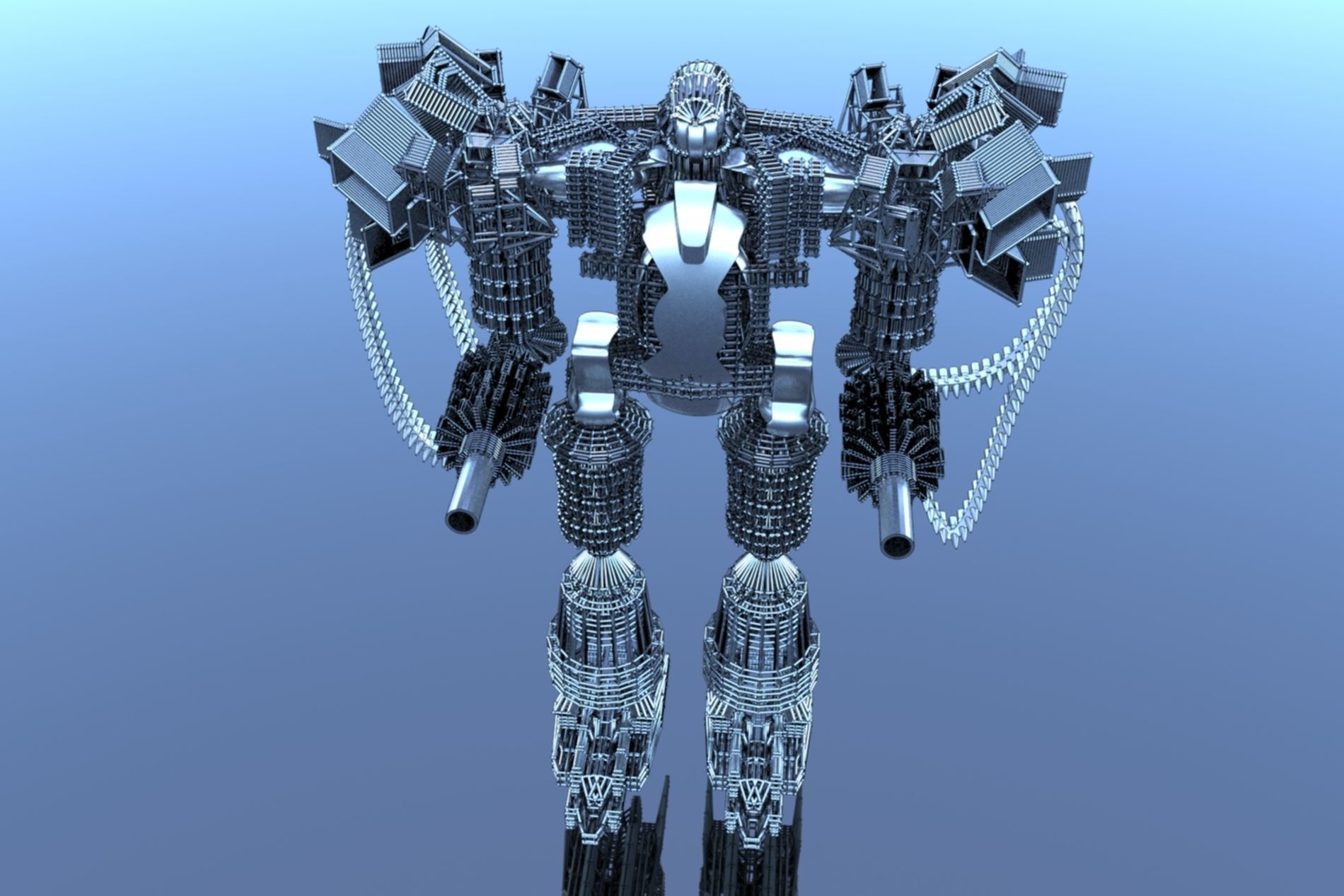 Robot Cyborg SciFI Game Character 3D model_25
