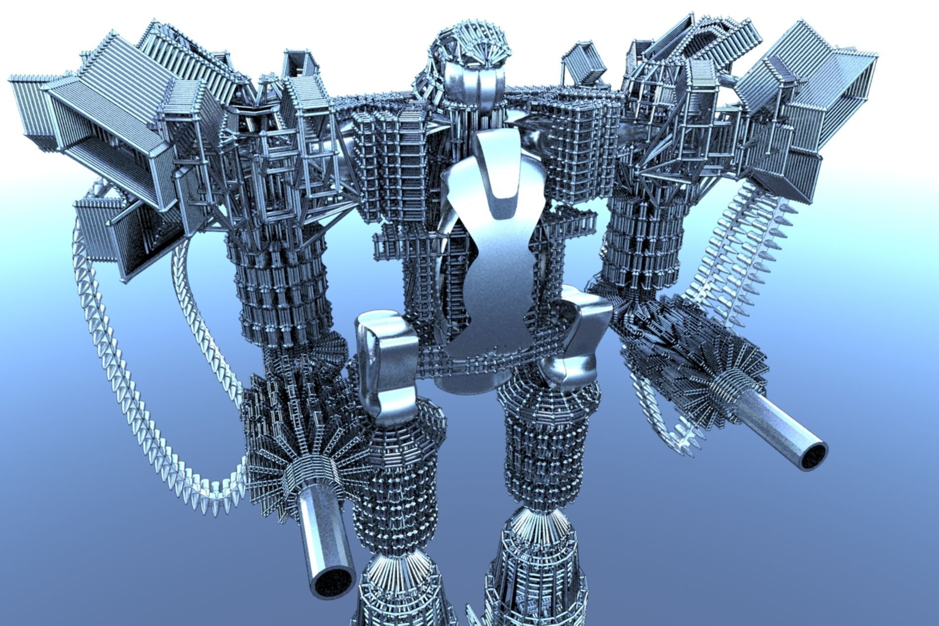 Robot Cyborg SciFI Game Character 3D model_33