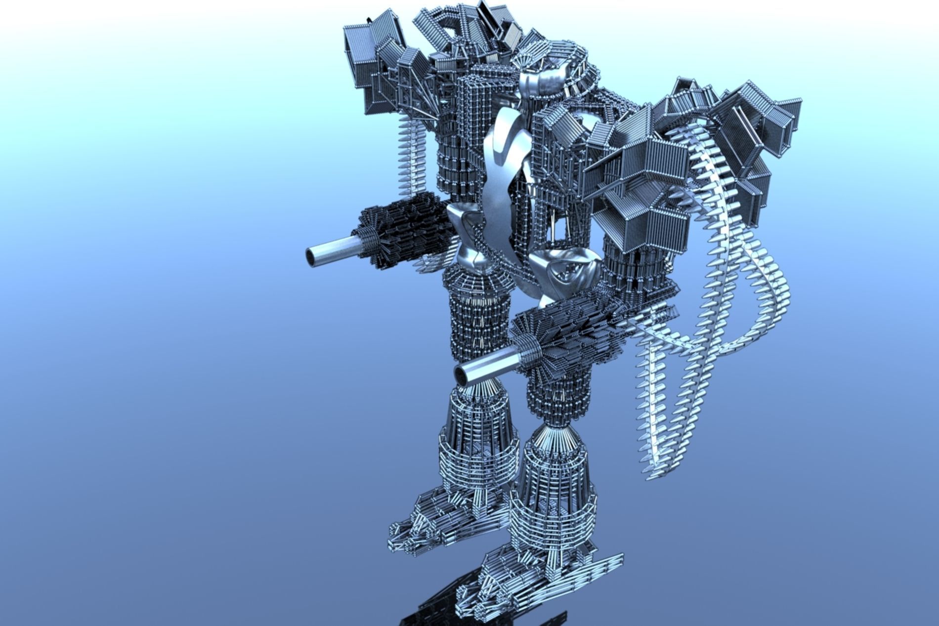 Robot Cyborg SciFI Game Character 3D model_39