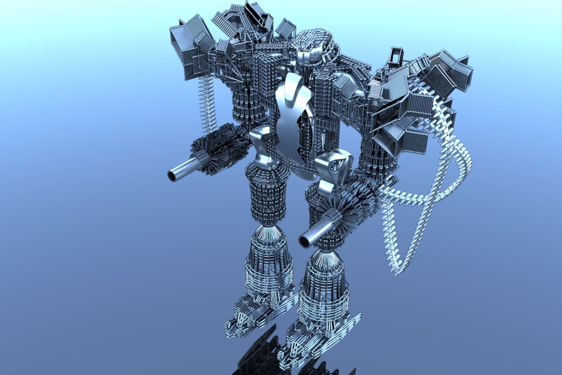 Robot Cyborg SciFI Game Character 3D model_37