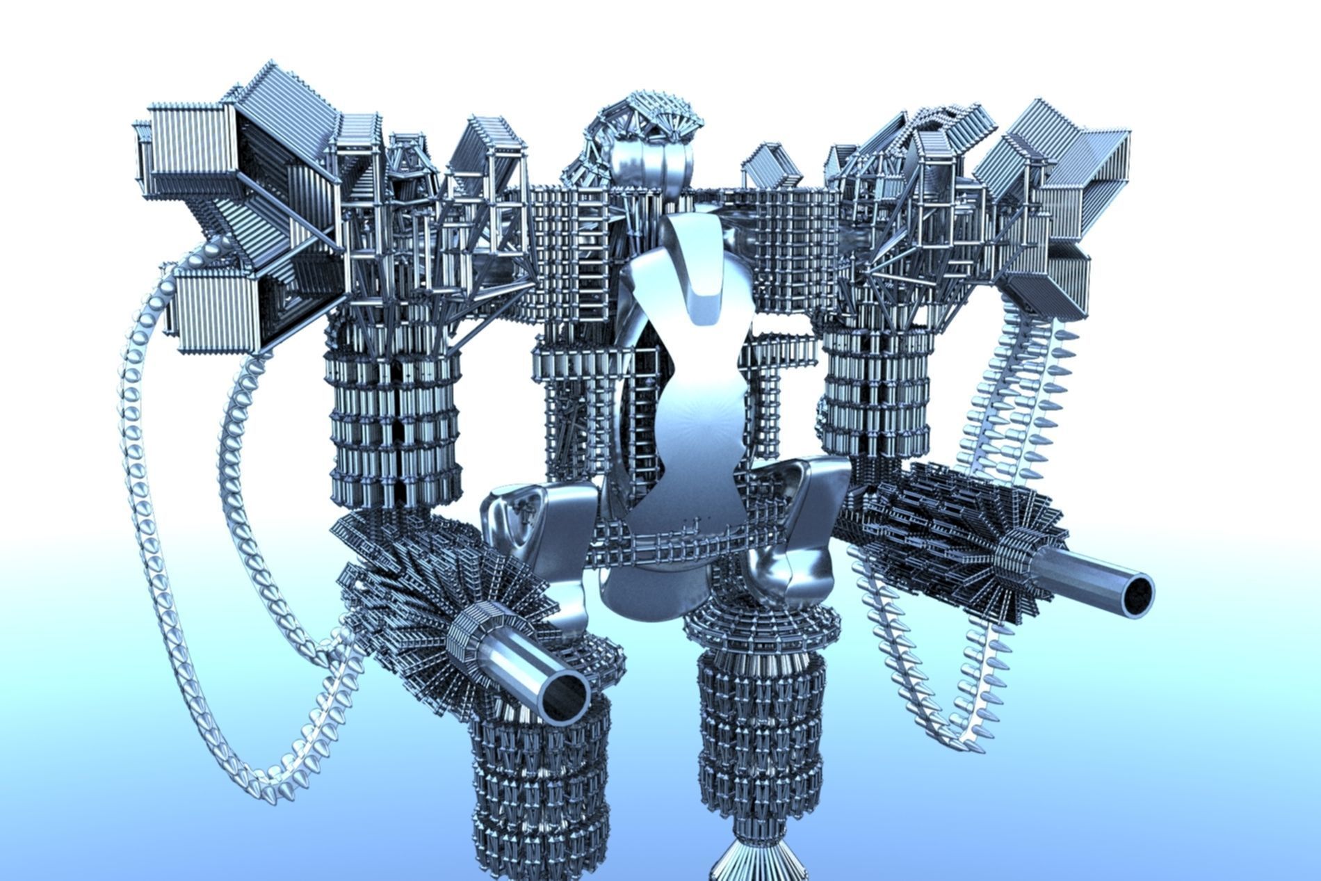 Robot Cyborg SciFI Game Character 3D model_24