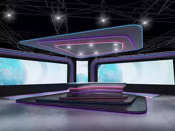 tv studio Low-poly 3D model