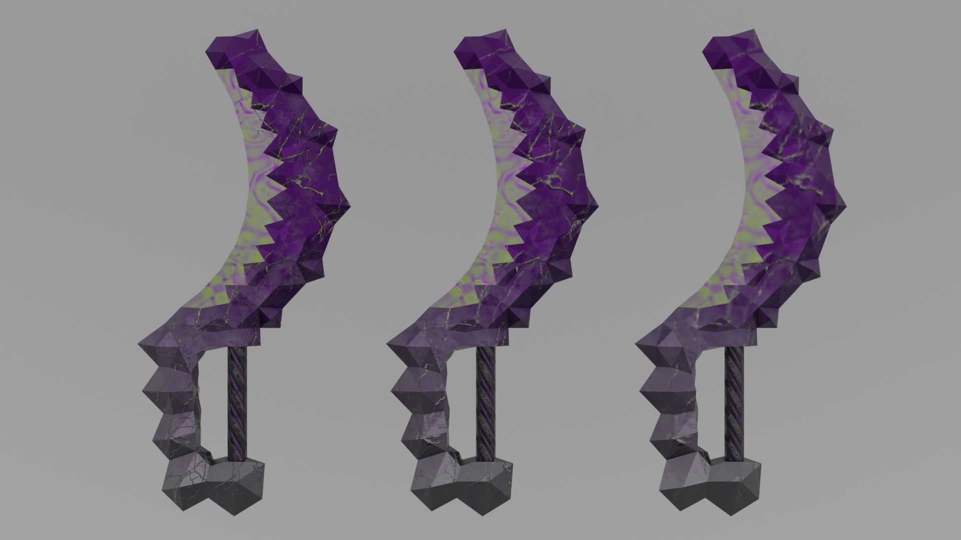 Curved crystal sword Low-poly 3D model_2