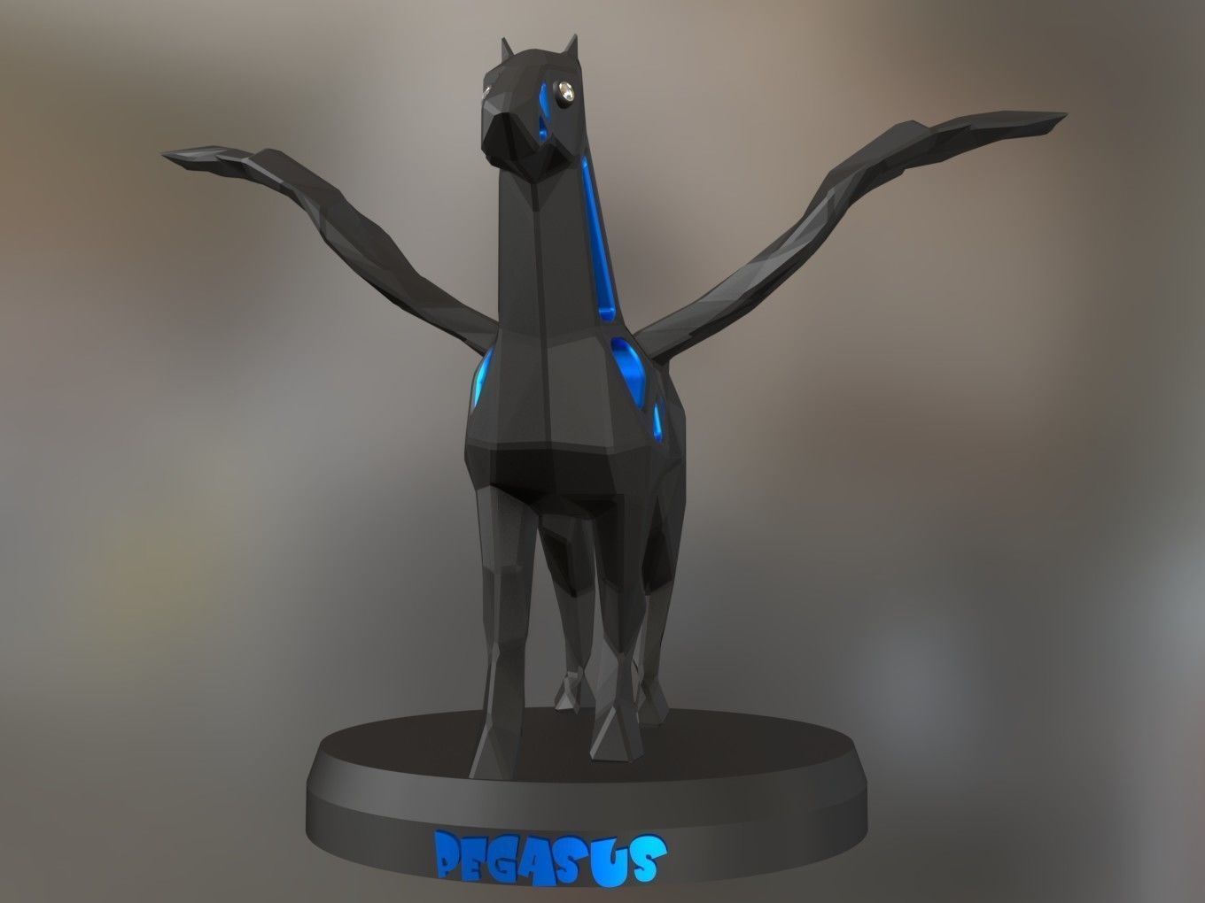 Voronoi Pegasus Pose 3D print model_2