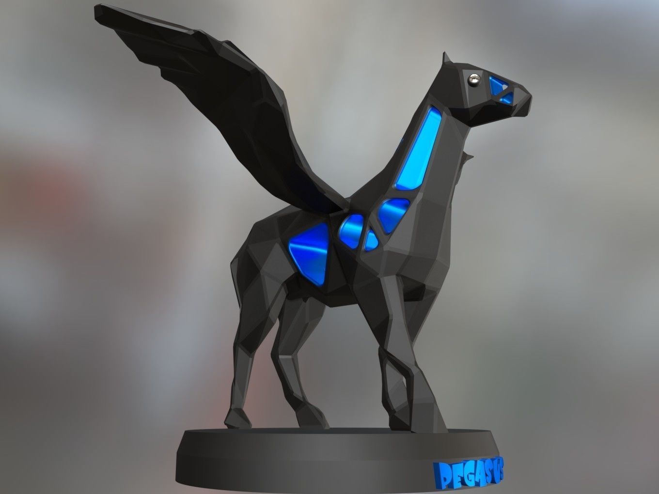 Voronoi Pegasus Pose 3D print model_3