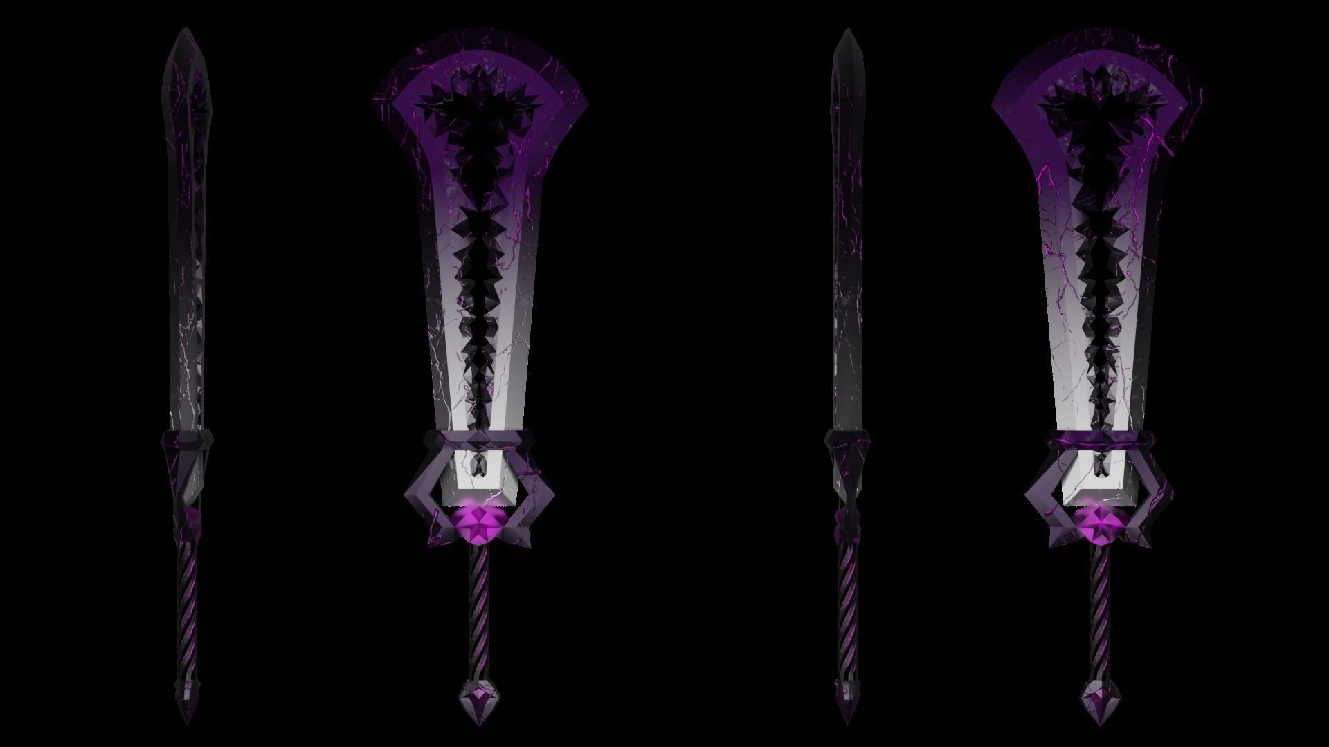 Two-Handed Crystal Sword  Low-poly 3D model_0