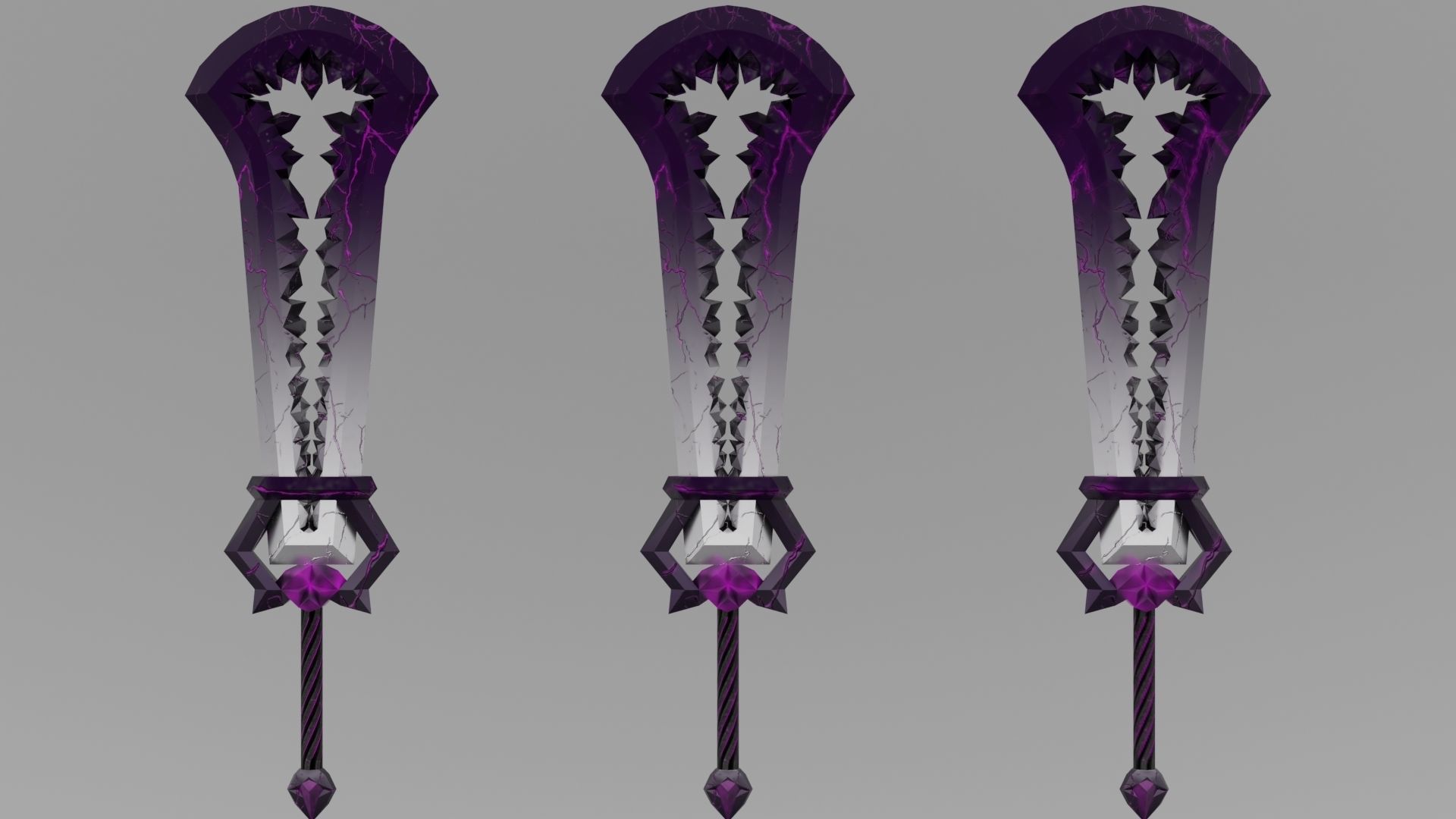 Two-Handed Crystal Sword  Low-poly 3D model_2