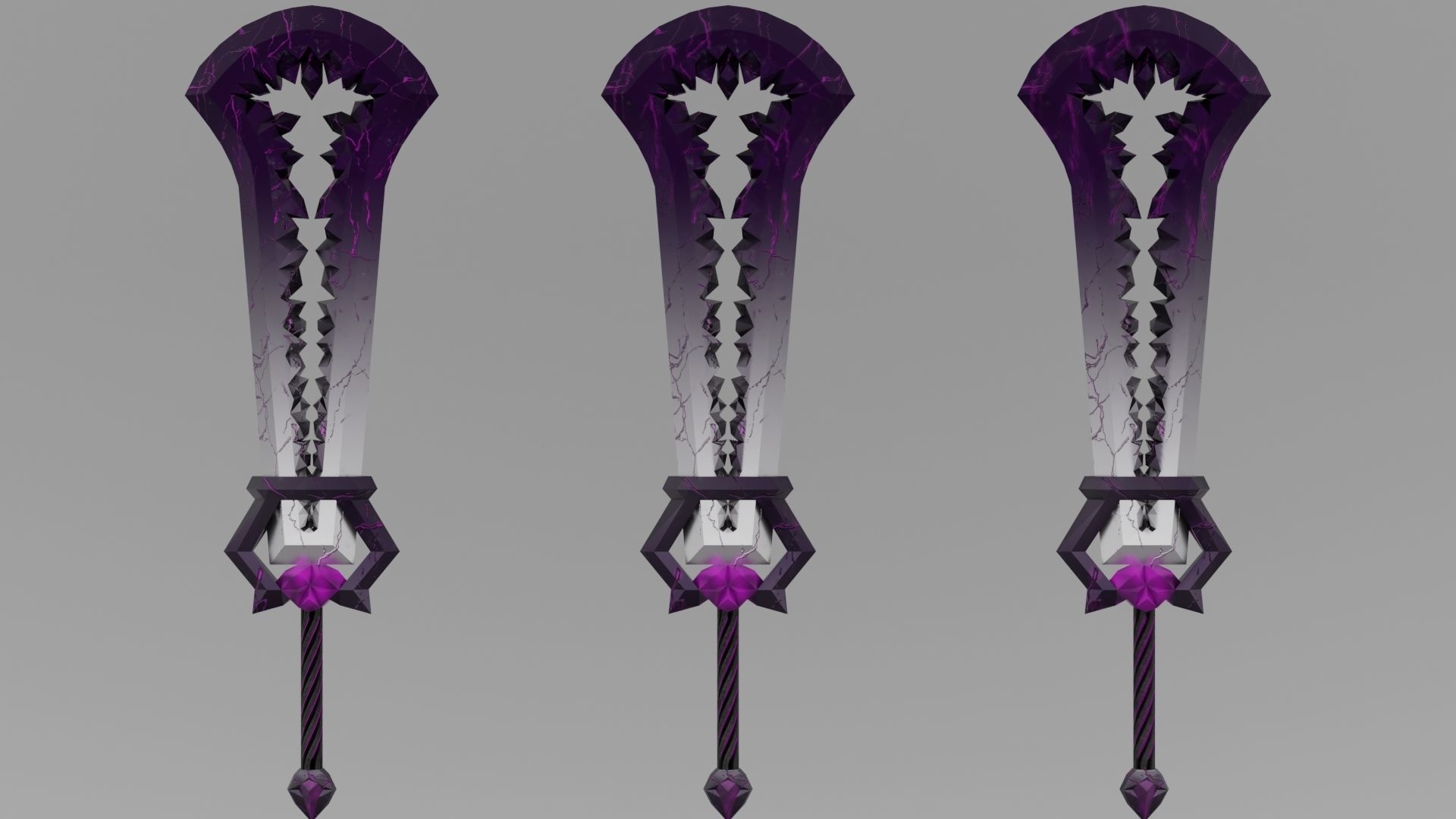 Two-Handed Crystal Sword  Low-poly 3D model_1