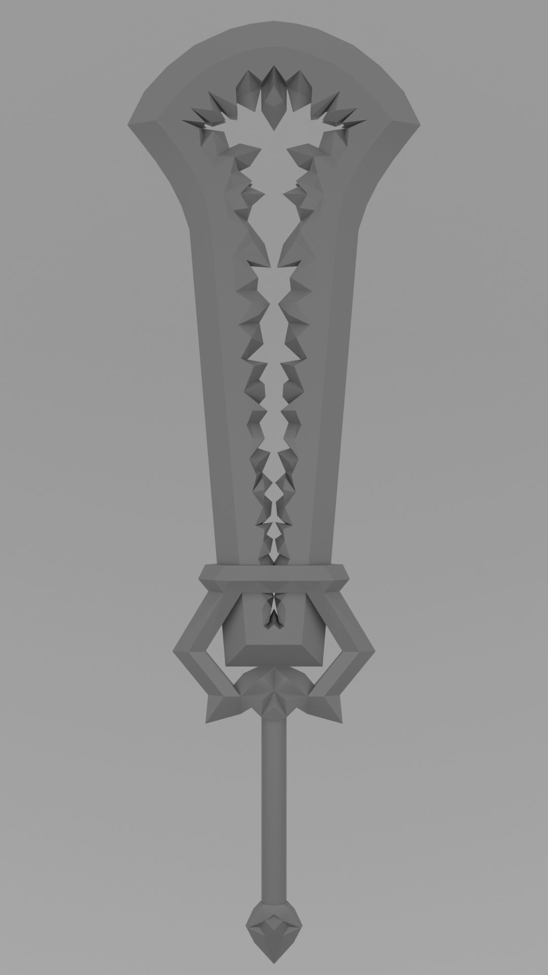 Two-Handed Crystal Sword  Low-poly 3D model_3