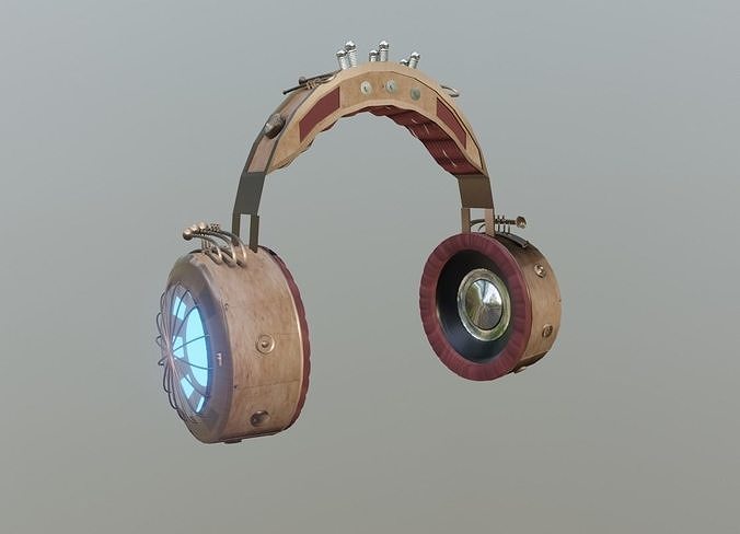 Steampunk Headphones Low-poly 3D model