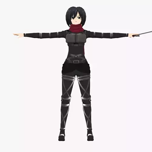 Mikasa Ackerman - Shingeki no Kyojin  Low-poly 3D model