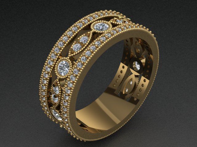 Luxury Double Ring With Diamonds 3D print model_1