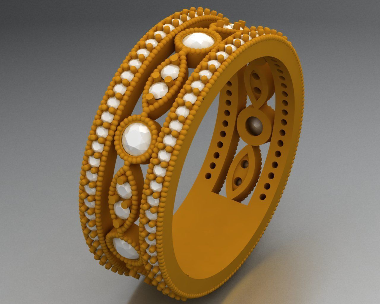 Luxury Double Ring With Diamonds 3D print model_5