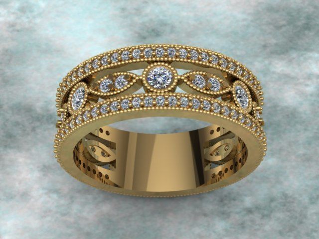 Luxury Double Ring With Diamonds 3D print model_2