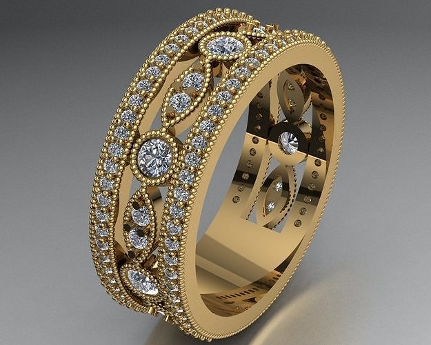 Luxury Double Ring With Diamonds 3D print model