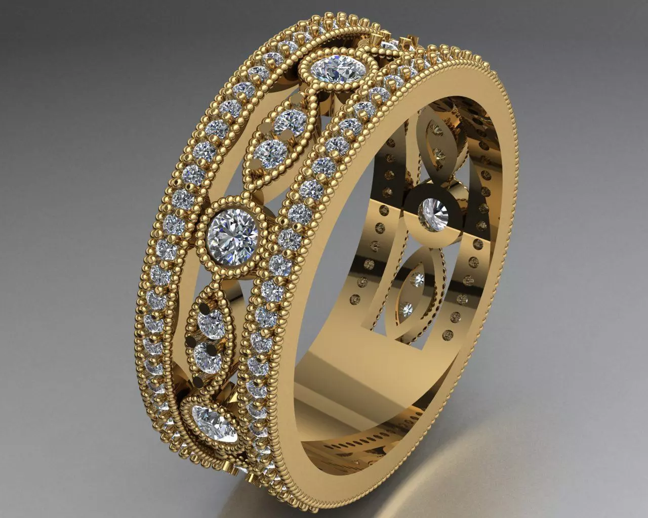 Luxury Double Ring With Diamonds 3D print model_0